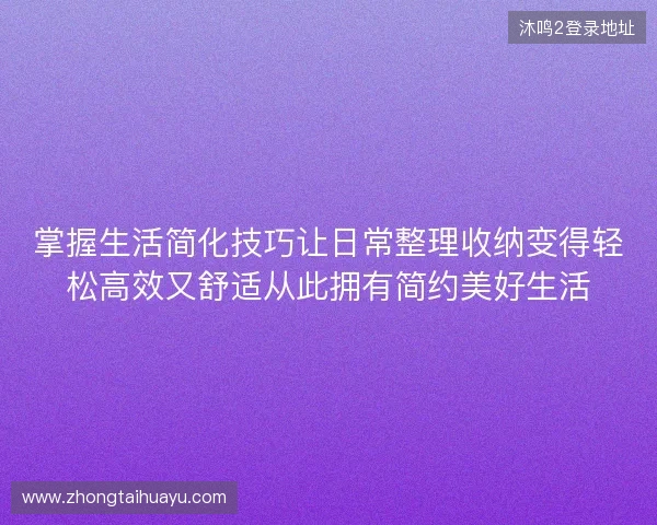 掌握生活简化技巧让日常整理收纳变得轻松高效又舒适从此拥有简约美好生活